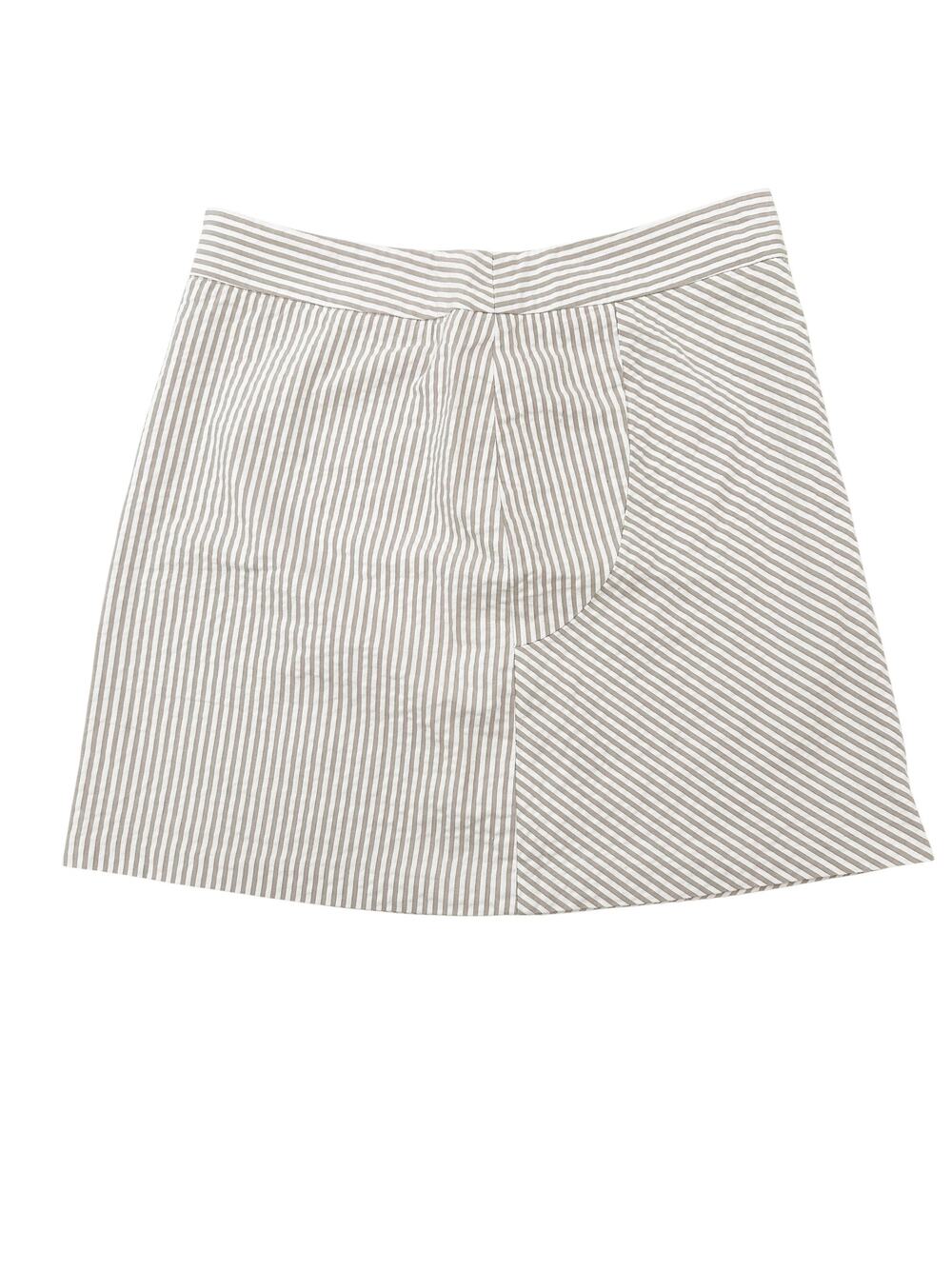Sandro Paris Beige White Seersucker Stripe A-Line Skirt Size 4